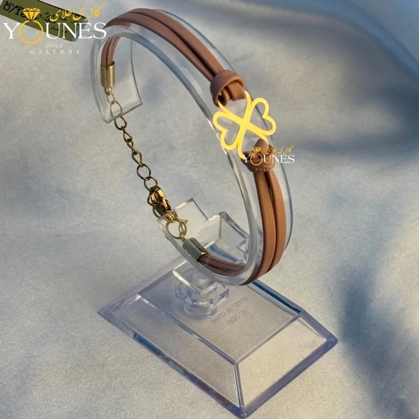 دستبند طلا چرم دولاین شبدر